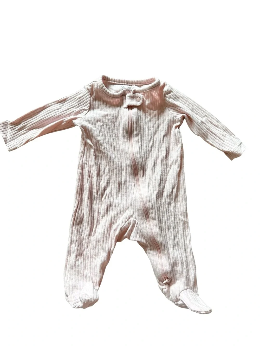 Carter’s lot of 9 long sleeve two way zip footed baby girl pajamas Size 3m